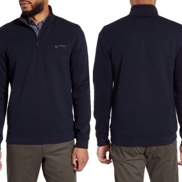 TED BAKER London Navy Blue Valerio Sweater Half Zip Pullover Size Small - Picture 15 of 15